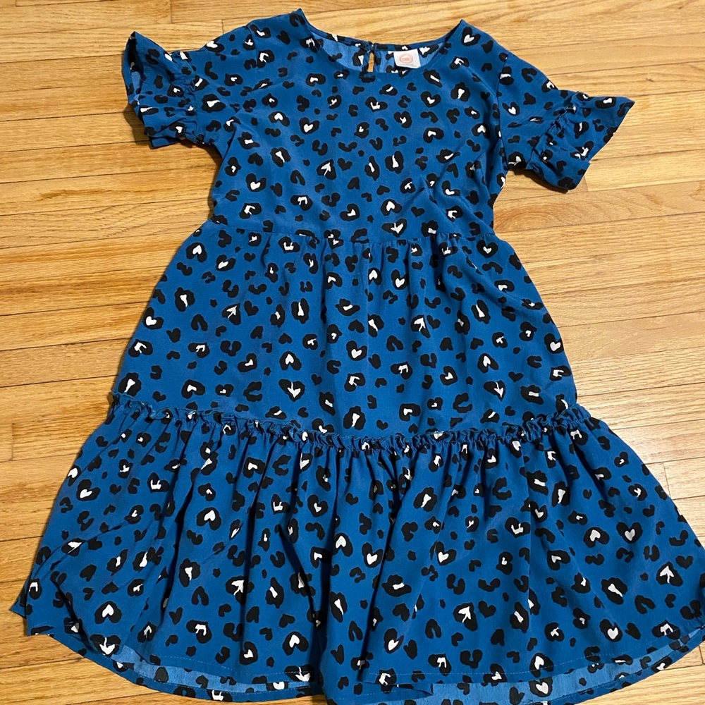 Wonder Nation girls size L 10-12 blue leopard print dress